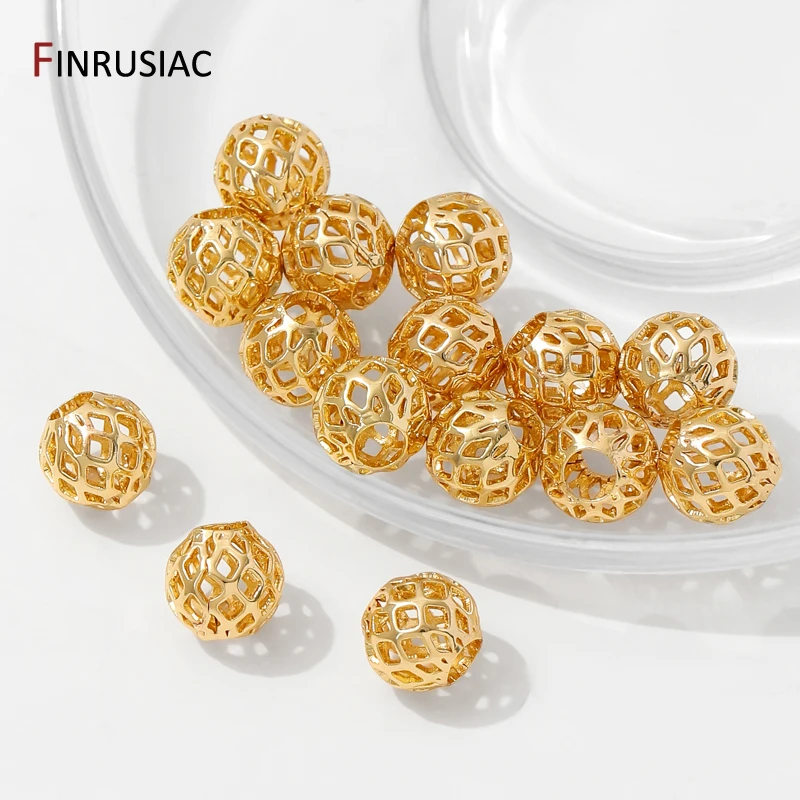 4/5/6/8 مللي متر 14K مطلية بالذهب الجوف جولة خزر عازل ، فواصل النحاس الخرز لصنع سوار ذاتي الصنع ، لوازم للمجوهرات #3