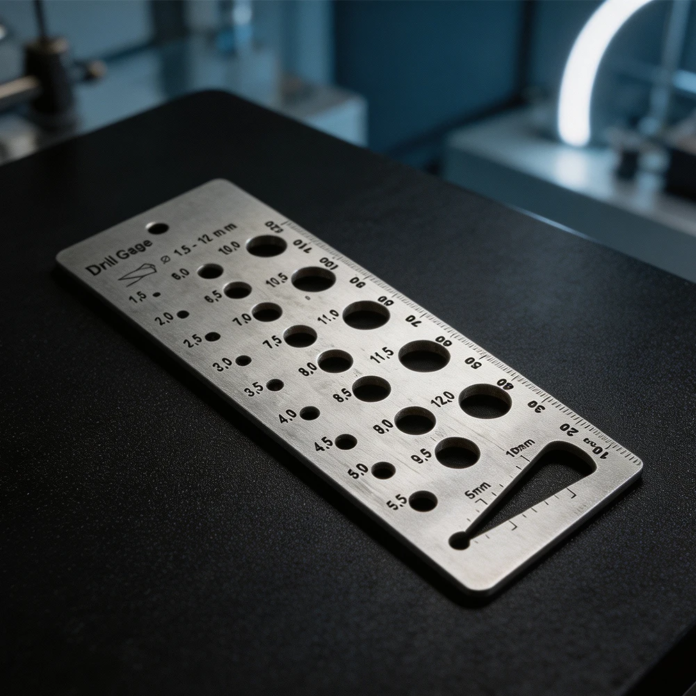 Stainless Steel Drill Gauge Designed for Accurate Drill Bit Identification with Clear and Permanent Fractional Decimal Markings