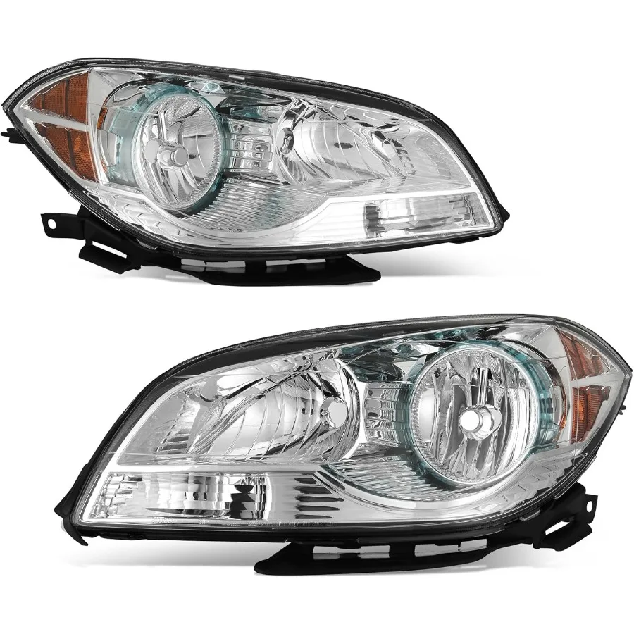 

Headlights Assembly Compatible with 20082012 Chevy Malibu Sedan Models Replacement Chrome Headlight Housing Amber Reflector for
