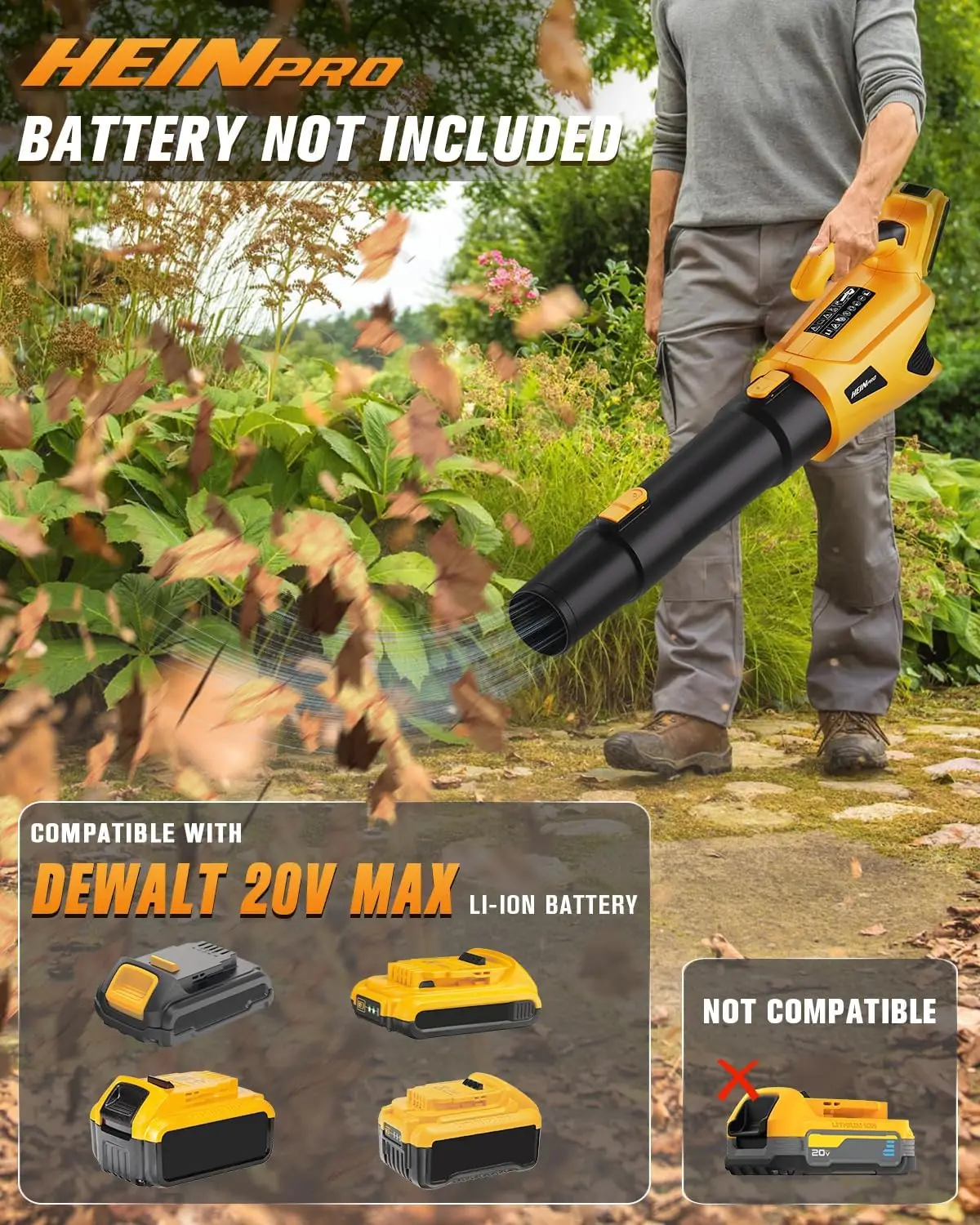 20V Cordless Leaf Blower and 22 Inch Hedge Trimmer Combo Compatible with DEWALT 20V MAX Battery (No Battery and Charger)