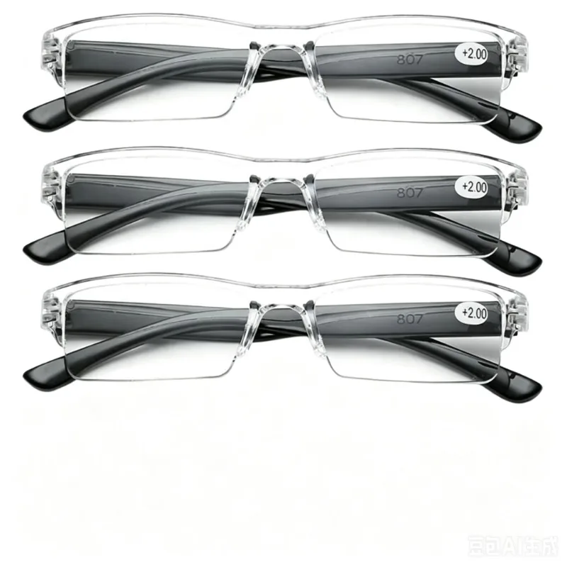 Rectangle Unframed Reading Glasses Presbyopic Eyewear Portable Ultralight Eyeglasses Unisex Eyes Glasses with +1.0 To +4.0