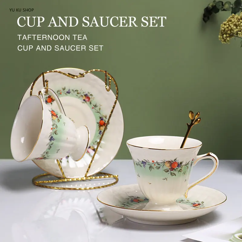 Bone China Coffee Cup Set British Porcelain Tea Vintage Ceramic Mug Espresso Afternoon Teacup 2-4 Persons Luxury Tableware Gift