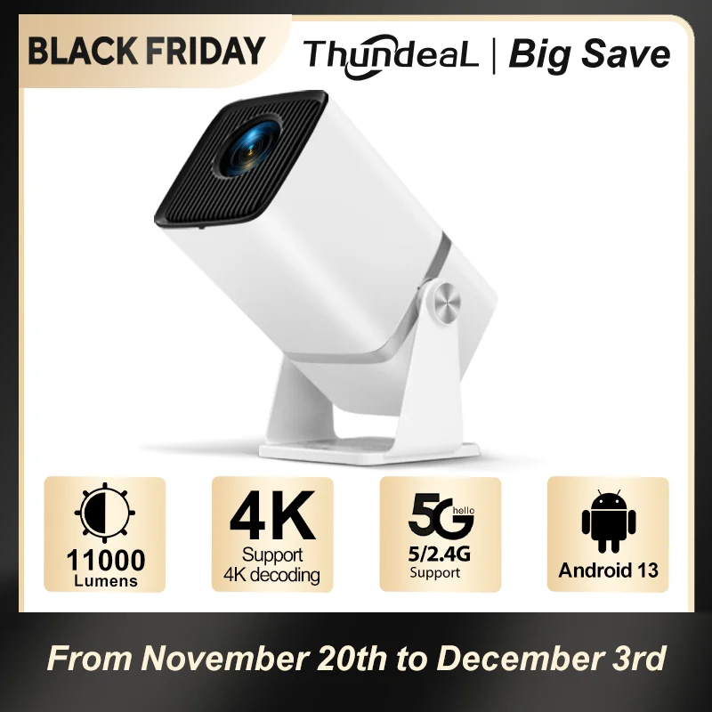 ThundeaL 4K Full HD Projector FHD TD80W Android WiFi 3D Home Theater TD80 Portable Beam Projector Meeting Video Movie PK HY320