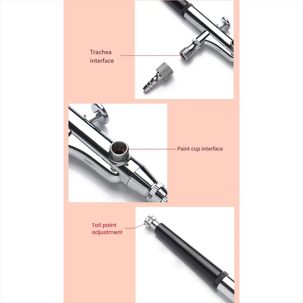 AB45 0.3mm Siphon Feed Dual-Action Airbrush Kit Set Tool with 7cc & 22cc Fluid Cup for Art Craft Painting Nail