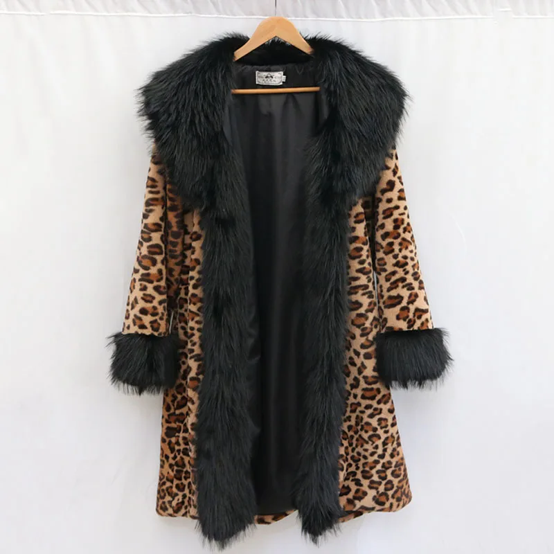 

Leopard Print Faux Mink Coat Women‘s, Oversized Collar Winter Jacket, 2025 New Warm Outerwear