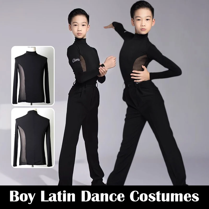 

Boys Latin Dance Outfit Shirt Pants Suit Kids Professional Dance Clothes Tango Cha Cha Competition Stage Performance Costume