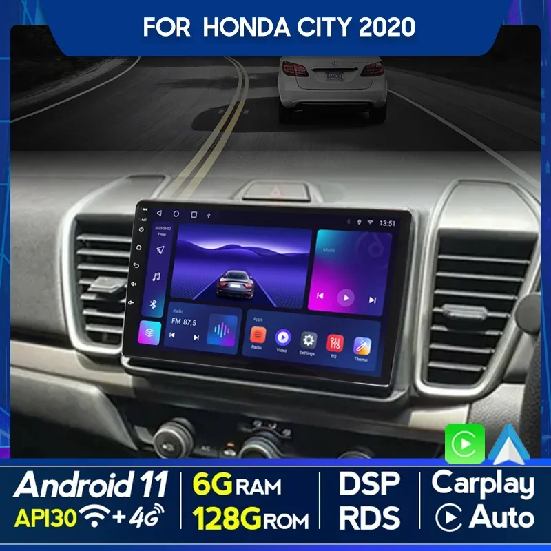 QSZN FOR Honda City 2020 2 din Android 12.0 Car Radio Multimedia Video Player GPS Navigation 4G Carplay Head unit