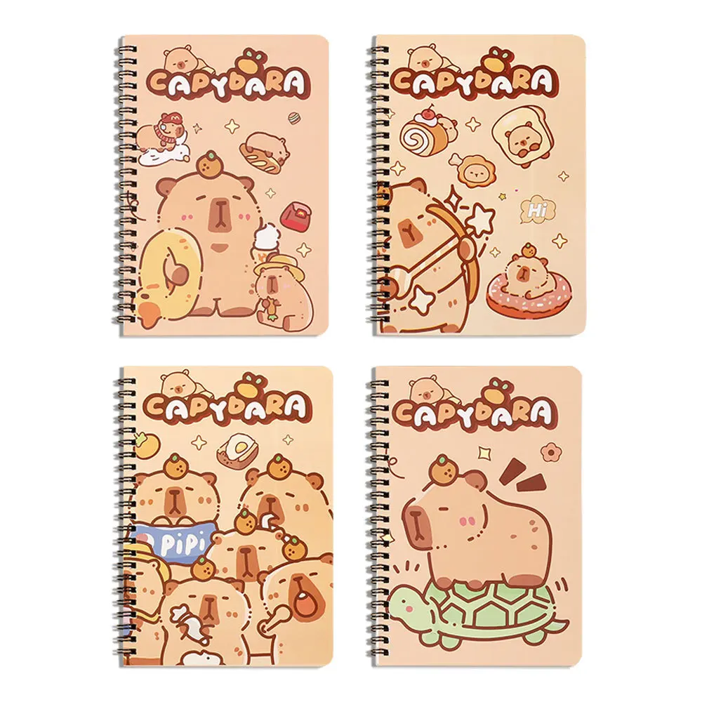 1/4個入り カピバラ A5 スパイラルノート かわいいプランナー デイリーノート コイルノート 小型メモ帳 カワイイ 新学期ギフト パーティーギフト