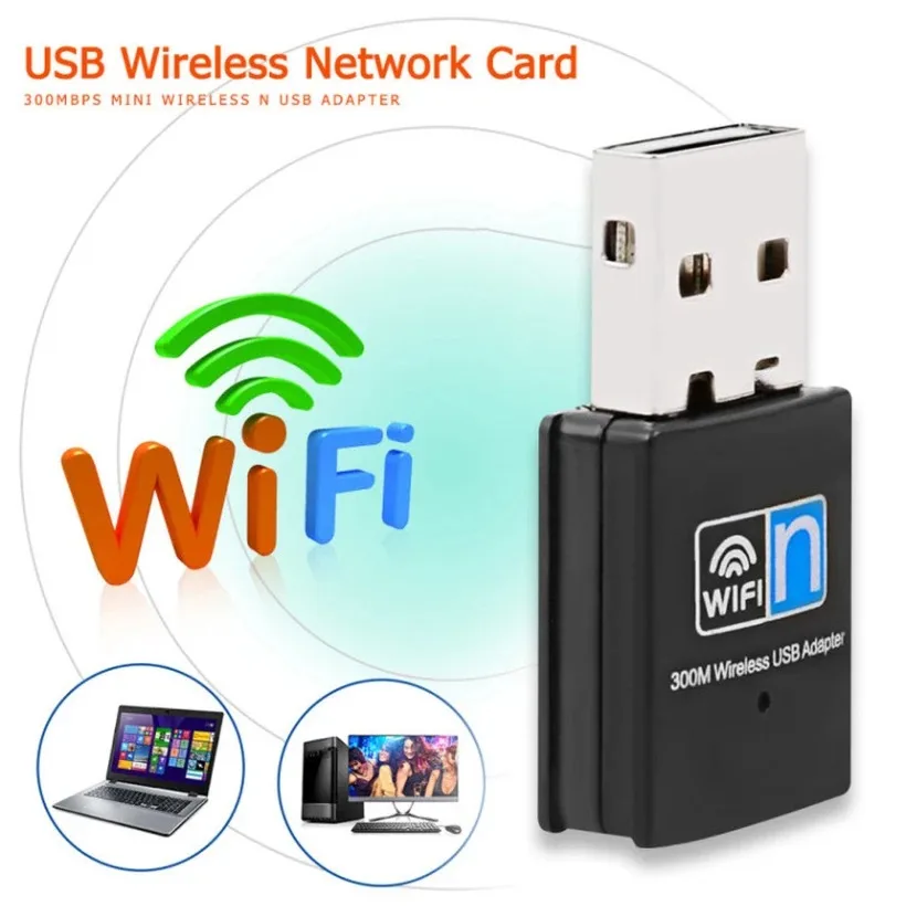 USB WIFI Adapter 300Mbps USB WiFi Wireless Adapter USB Network Adapter 2.4G Wireless Dongle Network Card for Desktop Laptop PC