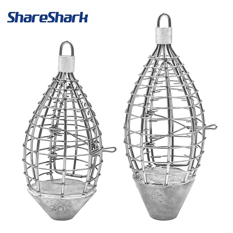 

ShareShark 30/40 Stainless Steel Fish Bait Cage Bait Cage with Lead Sinkers for Chumming