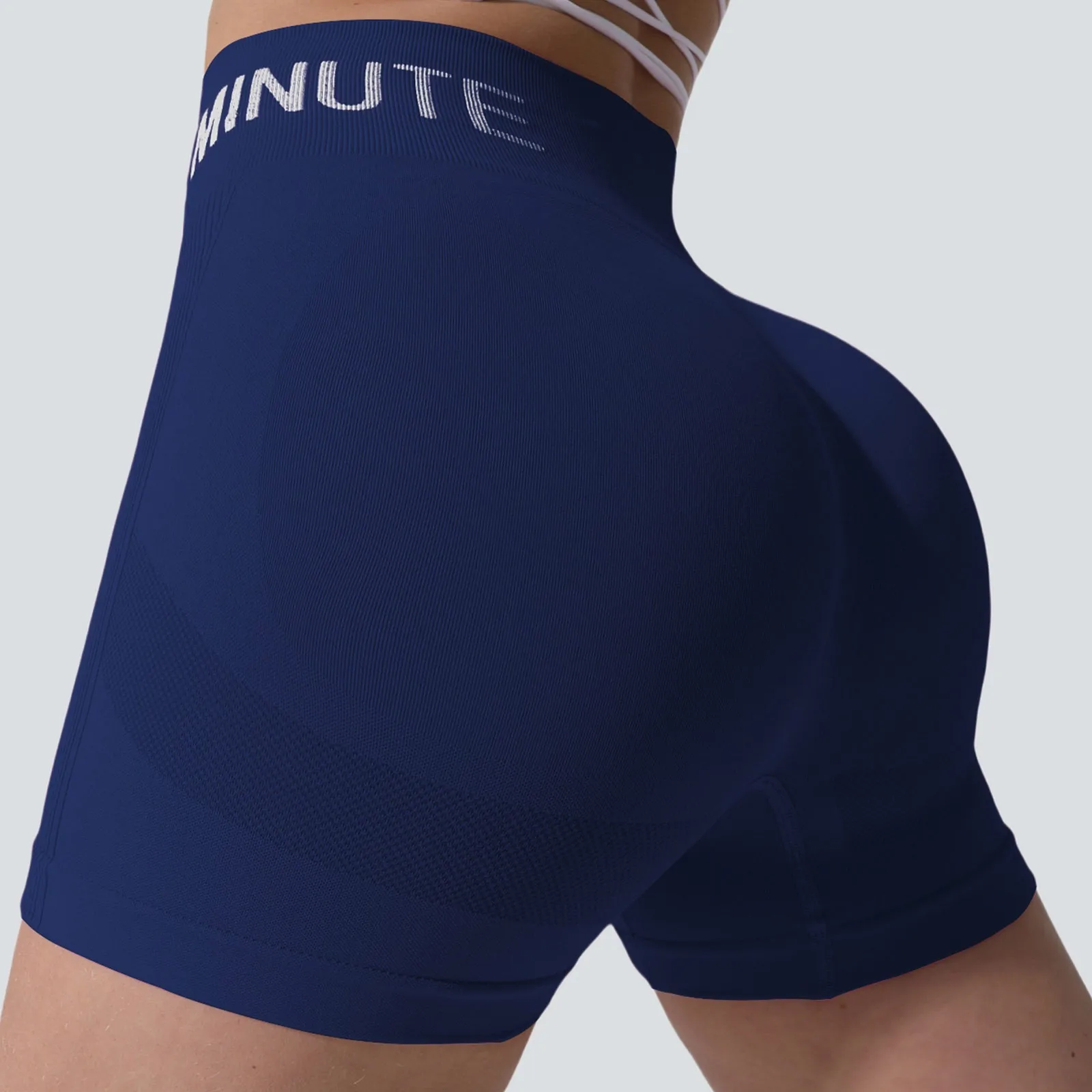 Nahtlose Yoga-Shorts für Damen, schmal geschnitten, hoch tailliert, elastisch, Hüftliftend, Sport-Shorts, Fitness-Shorts, gestrickte Leggings – Detail 19