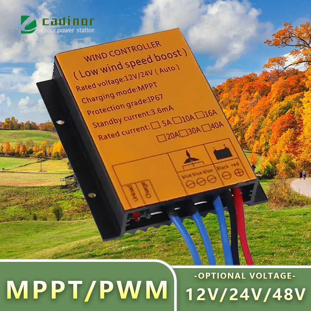 MPPT 100w -10000W Waterproof PWM Wind Turbine Charge Controller 20A 30A 40A Low Wind Speed Regulator Voltage Boost 12V 24V AUTO