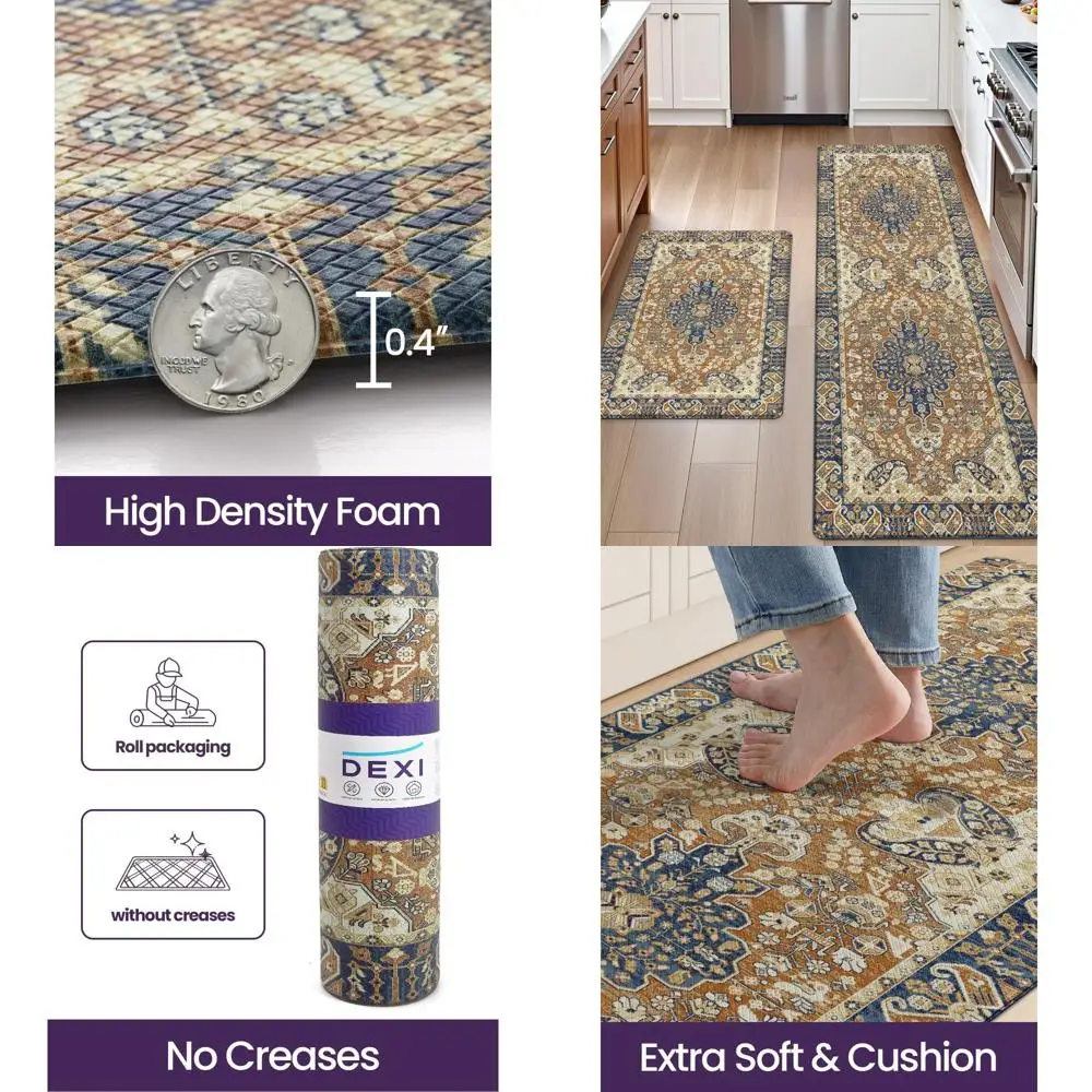 

Мягкие кухонные коврики, очень большие коврики для бегунов размером 23x35 и 23x59, нескользящие водонепроницаемые, мягкие комфортные, против усталости, декоративные