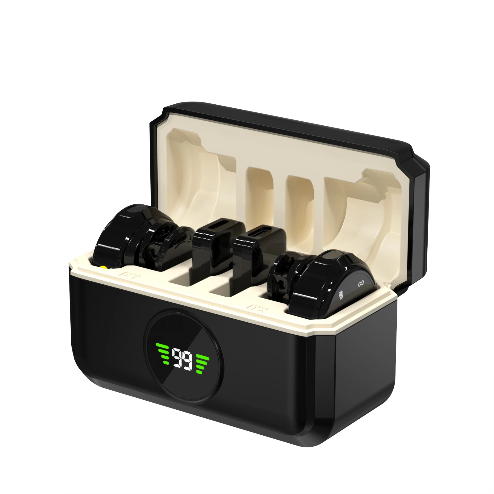 Kabelloses Lavaliermikrofon, Mini Tragbares Mikrofon mit Geräuschunterdrückung für Audio- und Videoaufnahmen für iPhone und Android mit Ladebox – Detail 3