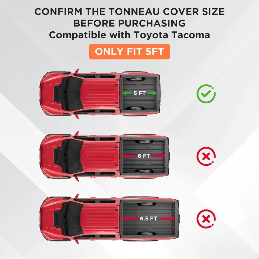 غطاء تونيو لسرير الشاحنة القابلة للطي الناعم لـ 20162023 تاكوما مع سرير 5 بوصة 60 ونظام مسار OE يقدم وصولًا سهلًا لحماية الطقس #2