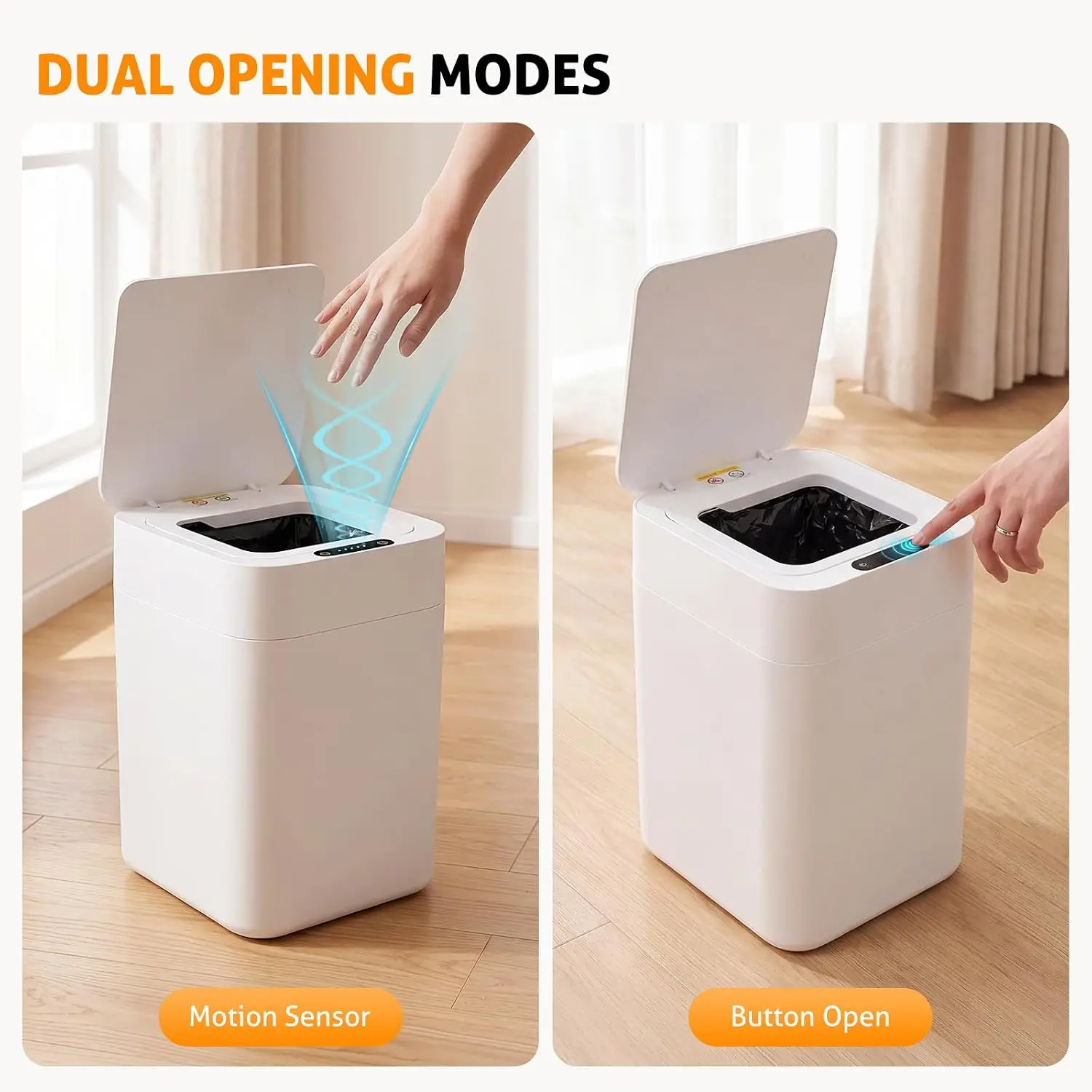 Automatic Trash Can, 8 Gallon Motion Sensor Smart Self Sealing Trash Can, Touchless Garbage Can with Lid for Bathroom Kitchen Of