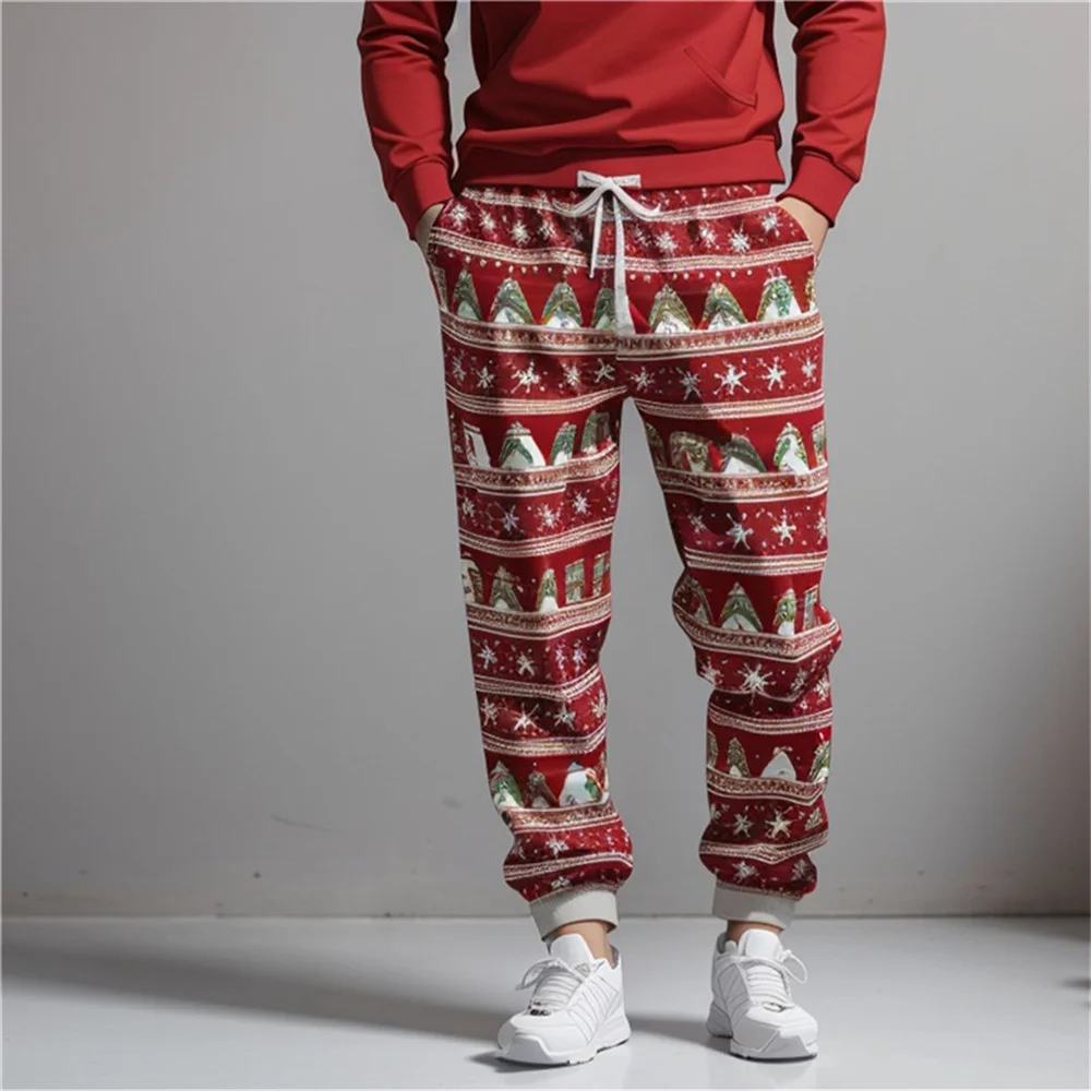 2024 AliExpress Europe And The United States Cross-Border New Men's Sports Pants, 3D Digital Printed Christmas Casual Pants, Aut