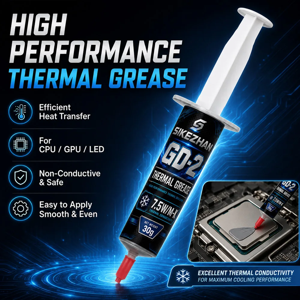 SIKEZHAN GD-2 Thermal Paste 7g Silicone Grease High Conductivity Cooling Compound for CPU GPU LED Heatsink Processor Chip Cooler