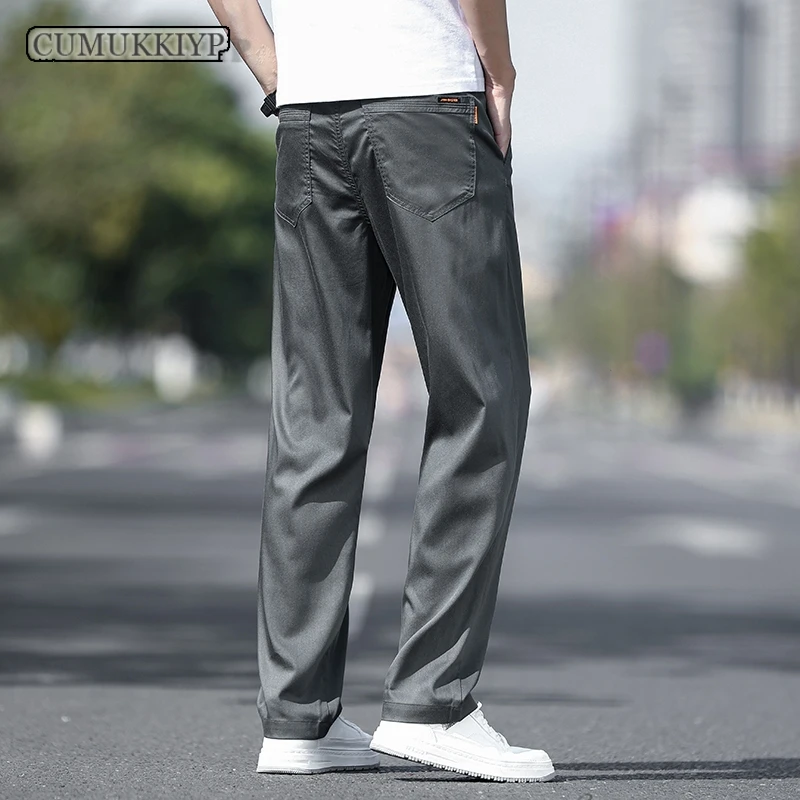 

CUMUKKIYP New Summer Style Men's Wide-leg Business Casual Pants In Thin Fabric Baggy Hosen