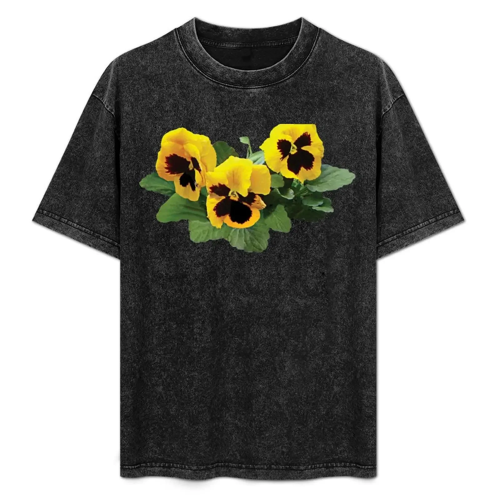 

Three Yellow Pansies T-Shirt Basic Simple Casual Short Sleeve Tee