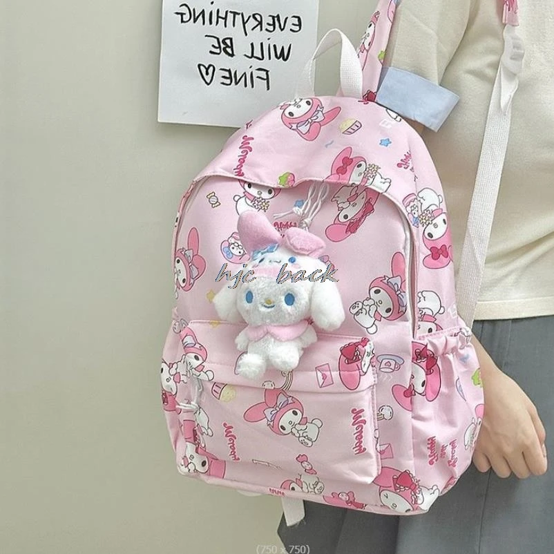 Lovely Kuromi Melody Ladies Large Capacity Backpack Girls Backpack Casual Waterproof Nylon Backpack Fashion Travel Bag School