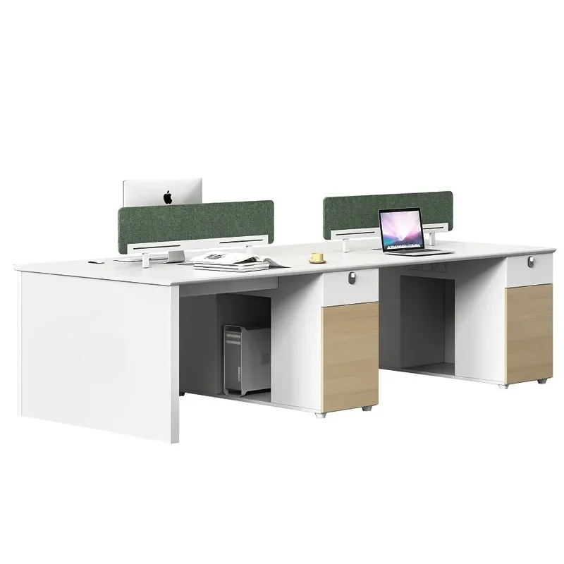 Office Desk 4 6 Person Workstation Staff Table with Screen Partition Finance Cubicle Combo