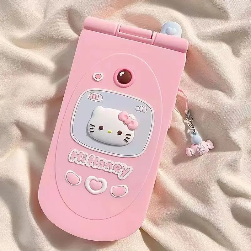 Sanurgente Hello Kitty-Coque de téléphone stéréoscopique My Melody avec miroir à rabat, coque arrière en gel de pton, iPhone 15 14 13 12 11 Pro Max