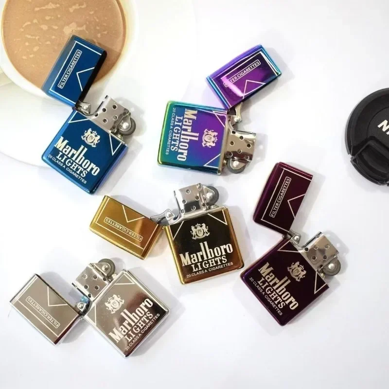 Encendedor Clásico Marlboro 2026, Encendedor de Metal con Rueda de Molienda, Encendedor de Aceite, Accesorios para Fumar para Hombre, Patrones Personalizables