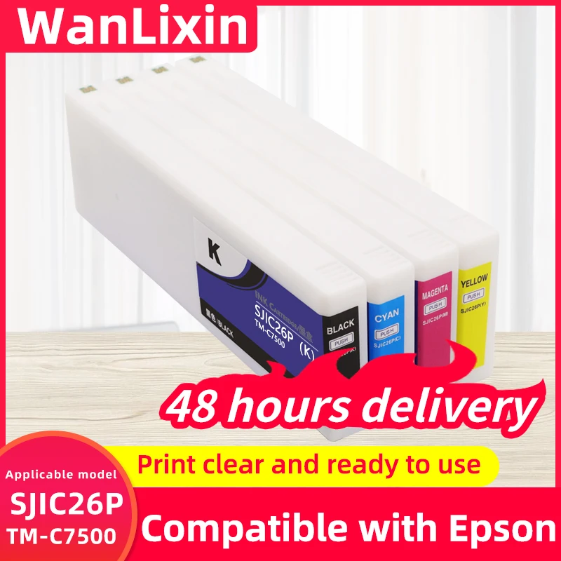 

Совместим с чернильным картриджем SJIC26P Epson TM-C7500 для принтера этикеток Epson Colorworks C7500, полным с пигментными чернилами емкостью 300 мл