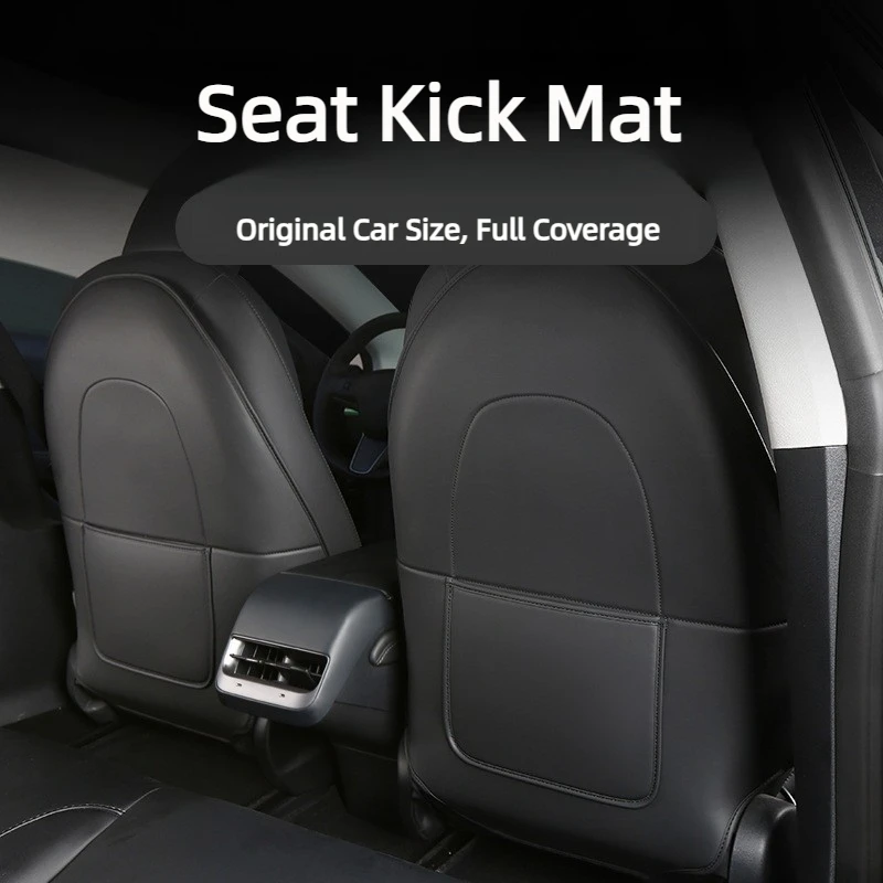 

Seat Kick Mat for Tesla Model Y Juniper Model 3 Highland Rear Row Protector Cover Original Size PU Leather Scratch-Resistant