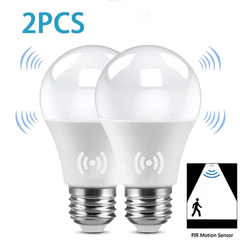 2PCS หลอดไฟ LED E27 12W Radar Motion Sensor 220V โคมไฟสีขาวทํางานกลางคืนอัตโนมัติสําหรับห้องนั่งเล่นบันได Pathway