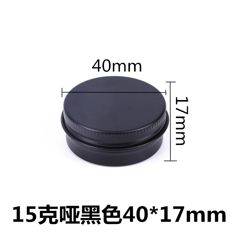 100 X 15g Matte Black Round Aluminum Jars with Screw Cap Refillable Cosmetic Sample Containers Travel Tins for Lip Balm Crafts