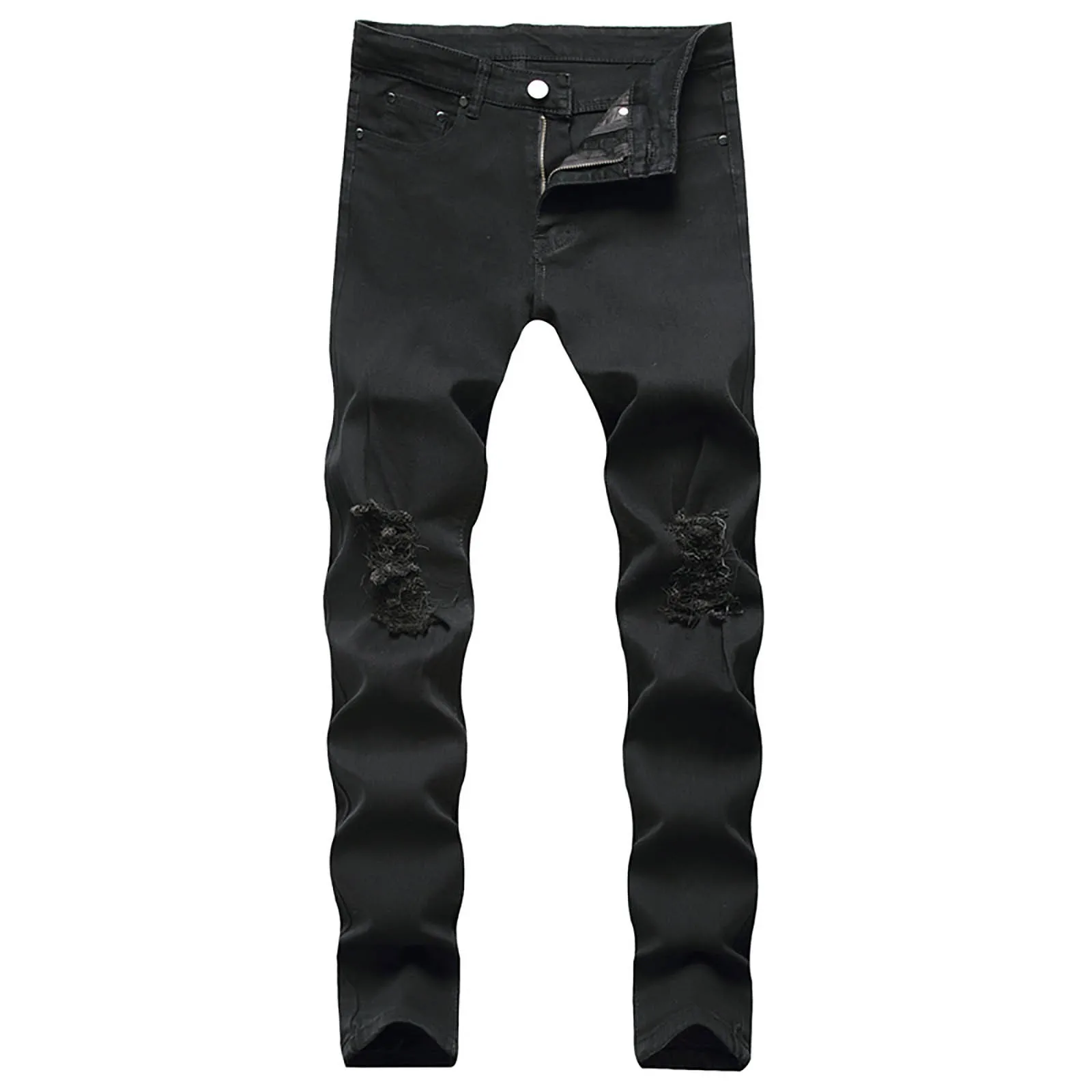 

Punk Street Style Ripped Skinny Jeans Men Vintage Wash Solid Denim Trouser Mens Casual Slim Fit Pencil Denim Holes Pants 2025