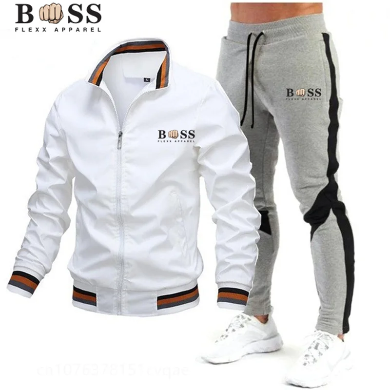 2023 Men\'s  Tracksuit Sets Autumn Clothes Sportswear Two Piece Set Men Jacket Sweatpants Brand Clothing Male Sweatsuit Sport