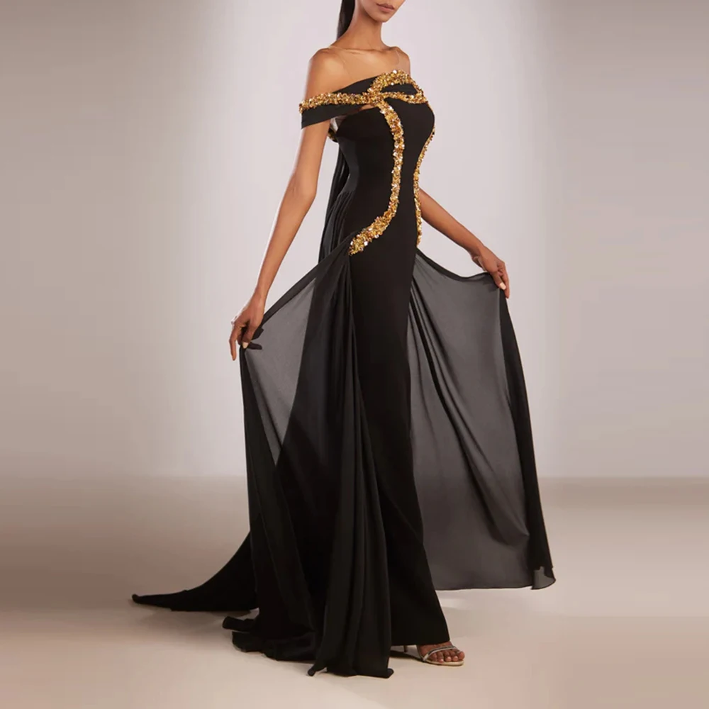 Sukienki wieczorowe na studniówkę z cekinami, z odkrytymi ramionami, proste, z szalem, eleganckie sukienki koktajlowe na przyjęcie.