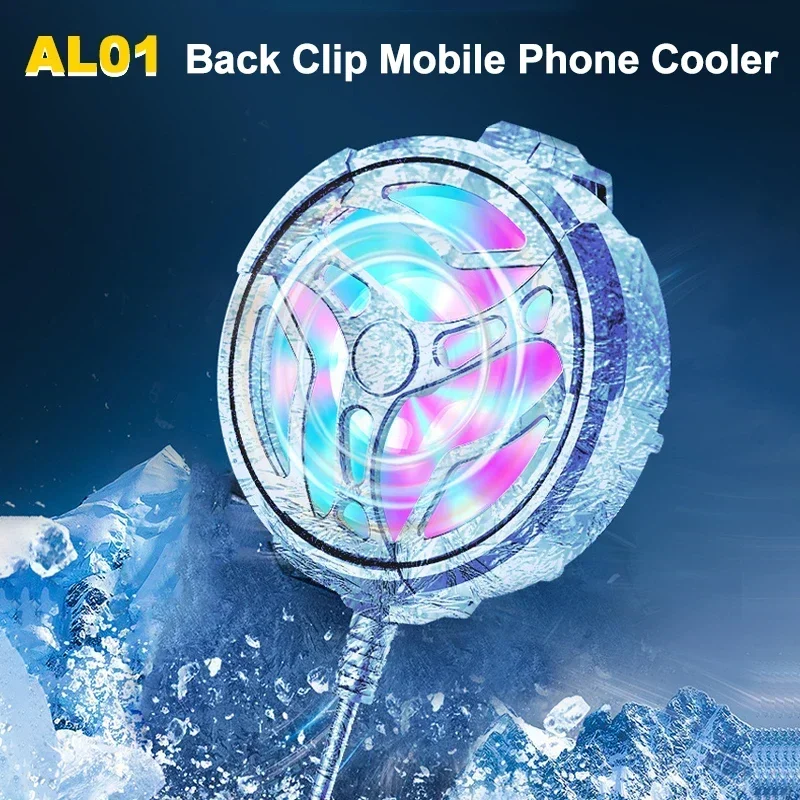 

AL01 Universal Mobile Phone Cooler Air-cooled Fast Cooling Fan Radiator for IOS Android PUBG 65-85mm Back-clip Game Accessories