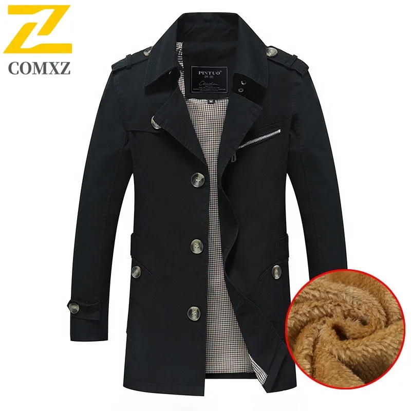 COMXZ 2025 Men Korean Style Slim Fit Long Jacket Casual Cotton Padded Coat Winter Spring Fashion Export Exclusive windbreaker