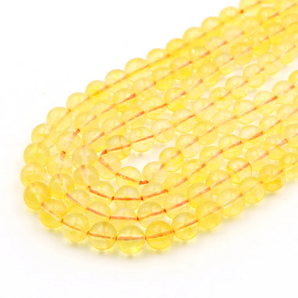 Natural Roast Color Yellow Crystal Round Loose Spacer Bead Jewelry Making Supplies DIY Healing Bracelet Necklaces Gift 6/8/10/mm