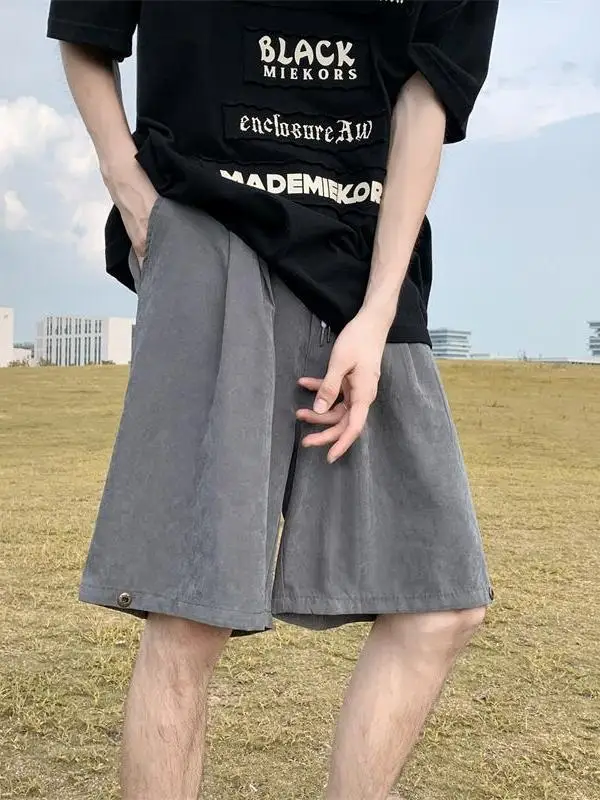 Celana Basket Olahraga Serbaguna Gaya Jalanan Tinggi Retro Lima Titik Longgar Trendi Amerika Pria Orts Kasual Suede Musim Panas