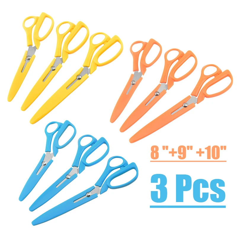 

3 шт. универсальные портновские ножницы из нержавеющей стали с защитным колпачком, бытовой резак для ткани и кожи, специальные ножницы для шитья