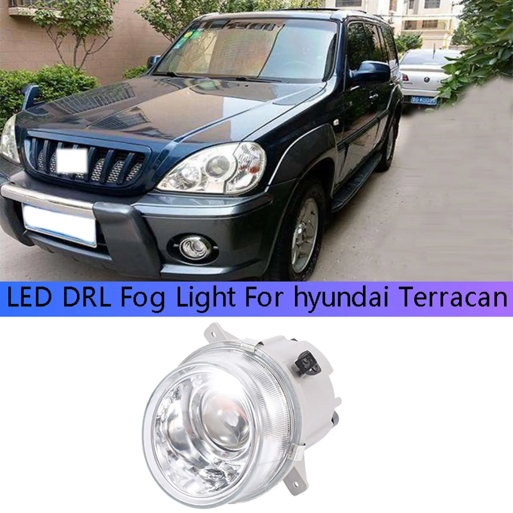 Carro direito led drl luz de nevoeiro para hyundai terracan lâmpada condução automática luz circulação diurna pára-choques lâmpada