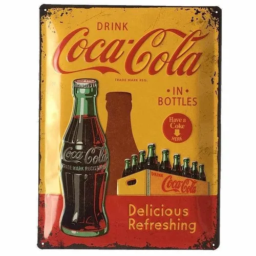 Coke 1960 Refreshing Embossed Tin Sign 30 x 40cm Bottles Licensed Nostalgic Art --Tin Sign
