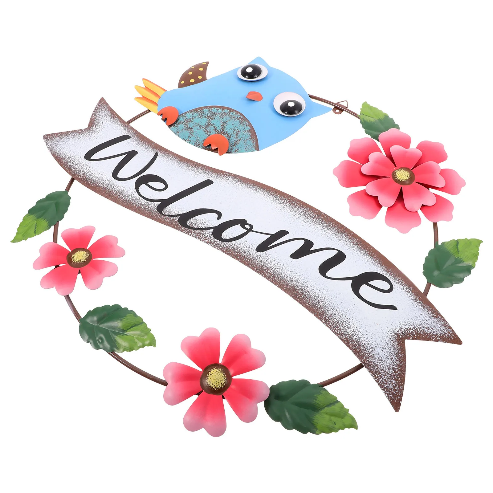 Owl Welcome Iron Wall Hanging Decor Dining Room Wall Decor For Front Door Garden Gate Living Room Outdoor Indoor Decoration