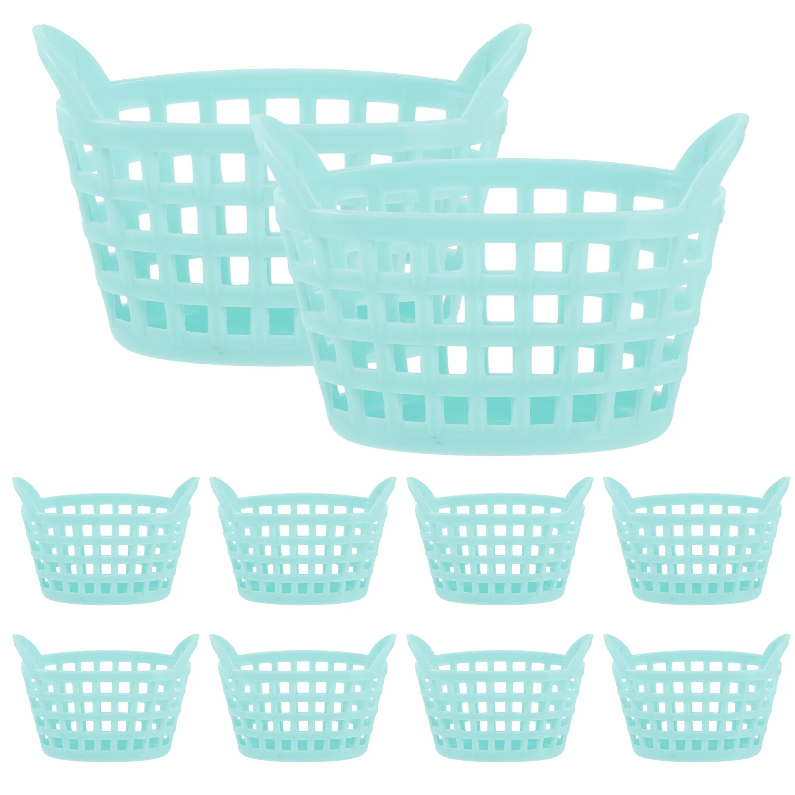 

10 Pcs Playing Shopping Basket Sturdy Handheld Grocery Decorations Mini House Living Room Small Plastic Model Craft