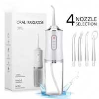 Oral Irrigator Portable Dental Water Flosser USB Rechargeable Water Jet Floss Tooth Pick 4 Jet Tip 220ml 3 Modes Teeth Cleaner