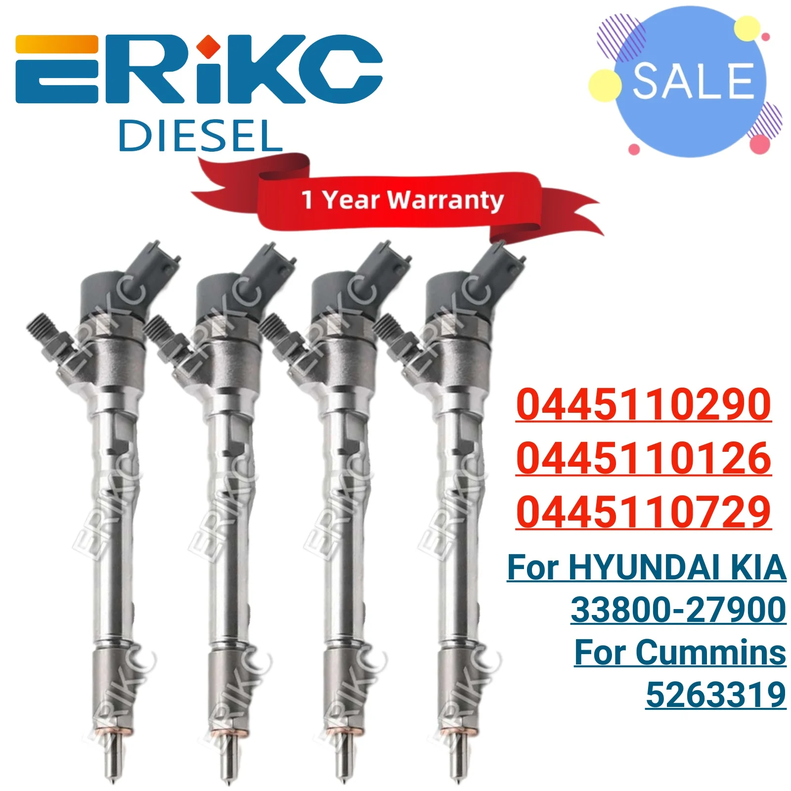 

33800-27900 Common Rail Injector 0445110290 Car Injector 0445110126 Auto Fuel 0445110729 for BOSCH HYUNDAI KIA 33800 27900