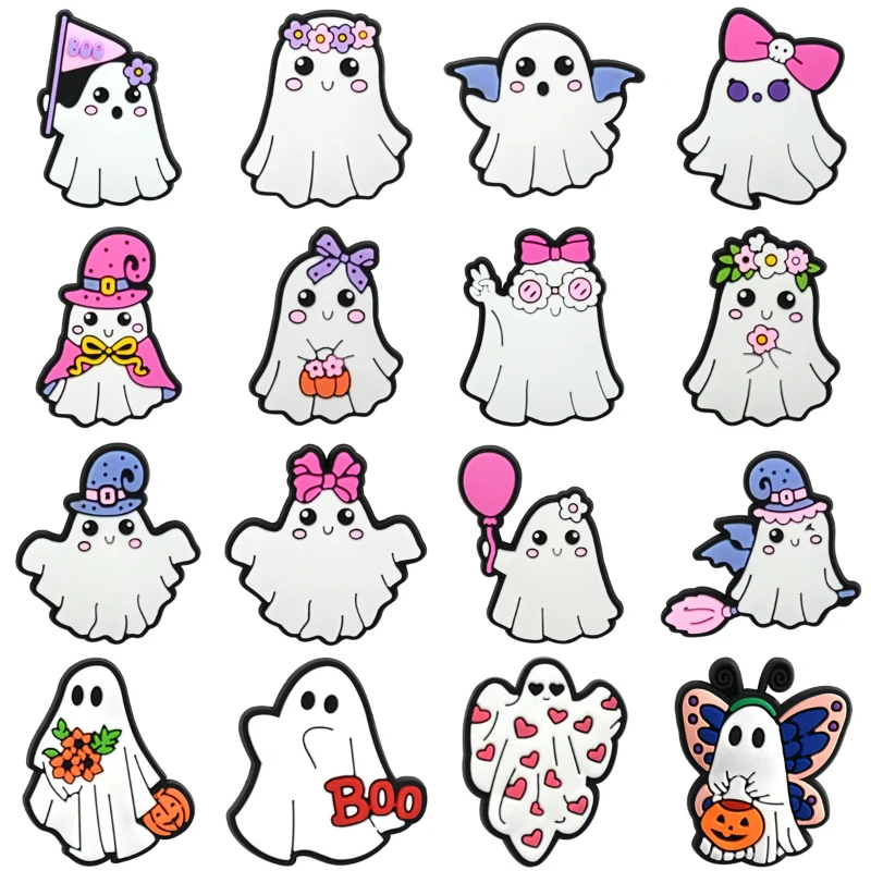 

[Halloween Shoe Charms] JIBBITZ Charms Broom Balloon Pumpkin Flower Flag Pink Bow Hat Pattern Decorations Suitable for all clogs