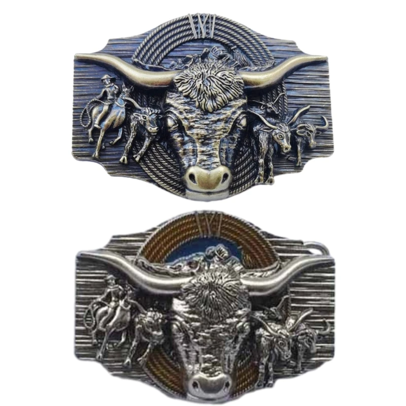 Ox Pattern Carved Belt Buckle for Belt Accessories