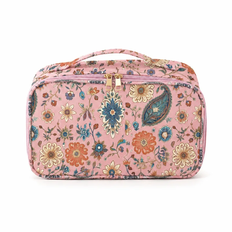 Large-Capacity Portable Mahjong Storage Bag with Printed Design Multifunctional Travel Makeup Toiletry Bag