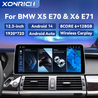 1920*720P 12.3 Inch 6GB 128GB Android 14 Car Multimedia Player For BMW X5 E70 X6 E71 CCC CIC System IPS Navigation 4G LTE GPS